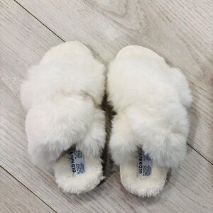 Fluffy White Slippers